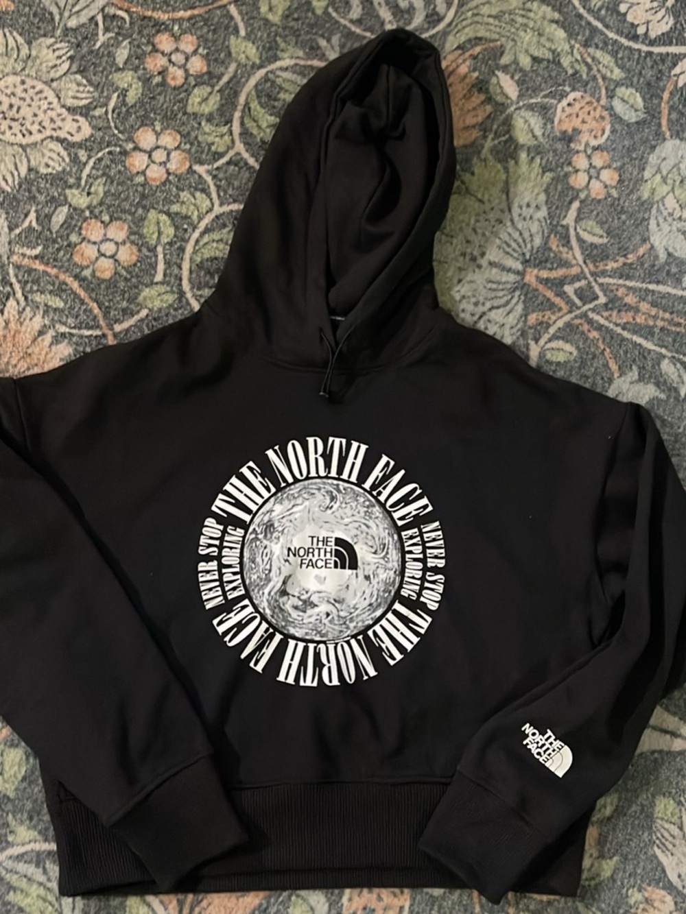 The North Face Black Crewneck Hoodie with White Circular Logo
